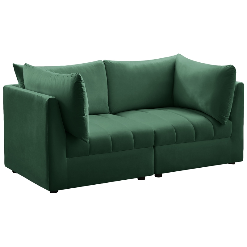 Bowery Hill Contemporary Deep Channel Tufted Soft Green Velvet Modular Sofa