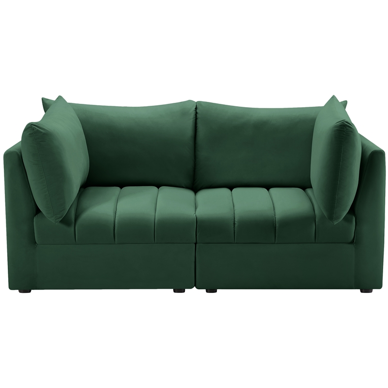 Bowery Hill Contemporary Deep Channel Tufted Soft Green Velvet Modular Sofa