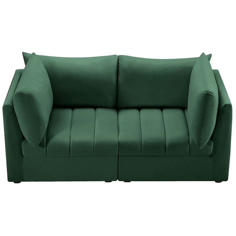 Bowery Hill Contemporary Deep Channel Tufted Soft Green Velvet Modular Sofa