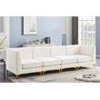 Bowery Hill Contemporary Deep Channel Tufted Soft Cream Velvet Modular Sofa