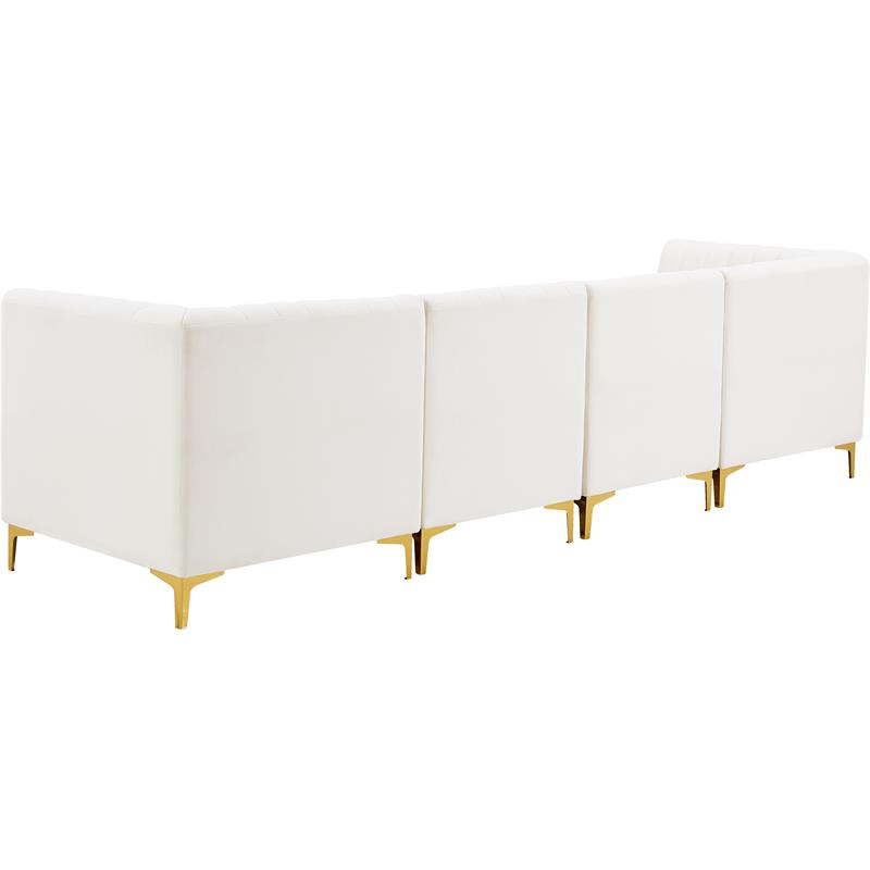 Bowery Hill Contemporary Deep Channel Tufted Soft Cream Velvet Modular Sofa