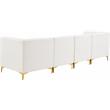 Bowery Hill Contemporary Deep Channel Tufted Soft Cream Velvet Modular Sofa