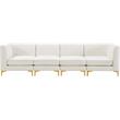 Bowery Hill Contemporary Deep Channel Tufted Soft Cream Velvet Modular Sofa