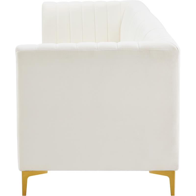 Bowery Hill Contemporary Deep Channel Tufted Soft Cream Velvet Modular Sofa