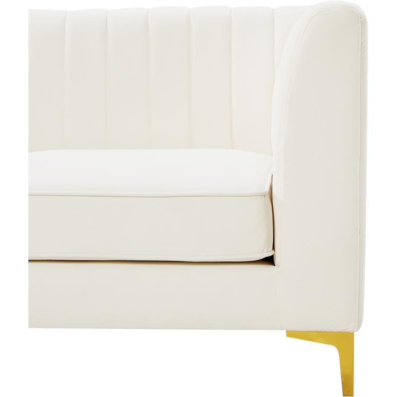 Bowery Hill Contemporary Deep Channel Tufted Soft Cream Velvet Modular Sofa