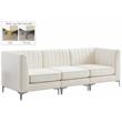 Bowery Hill Contemporary Deep Channel Tufted Soft Cream Velvet Modular Sofa