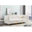 Bowery Hill Contemporary Deep Channel Tufted Soft Cream Velvet Modular Sofa