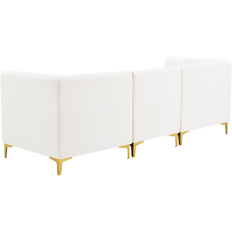 Bowery Hill Contemporary Deep Channel Tufted Soft Cream Velvet Modular Sofa