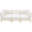 Bowery Hill Contemporary Deep Channel Tufted Soft Cream Velvet Modular Sofa