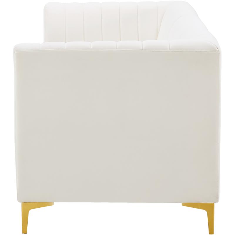 Bowery Hill Contemporary Deep Channel Tufted Soft Cream Velvet Modular Sofa