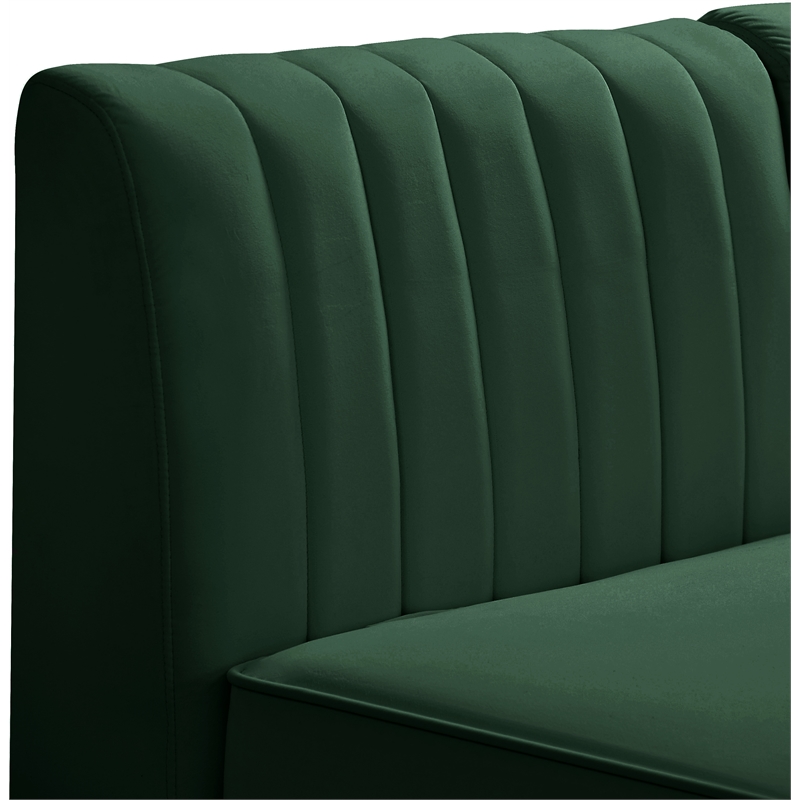 Bowery Hill Contemporary Deep Channel Tufted Soft Green Velvet Corner Chair