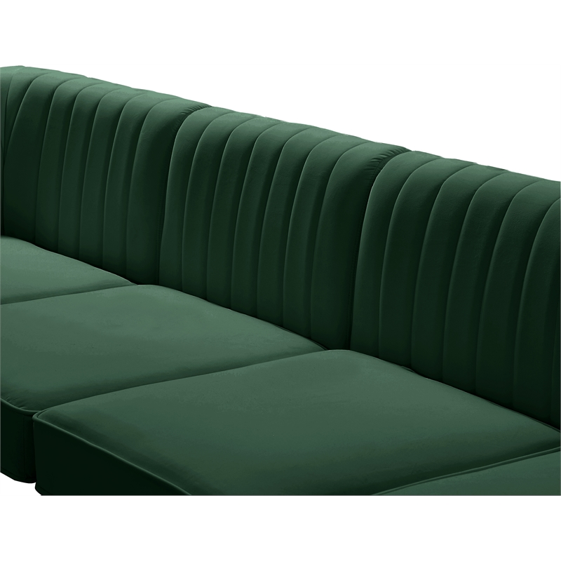 Bowery Hill Contemporary Deep Channel Tufted Soft Green Velvet Corner Chair