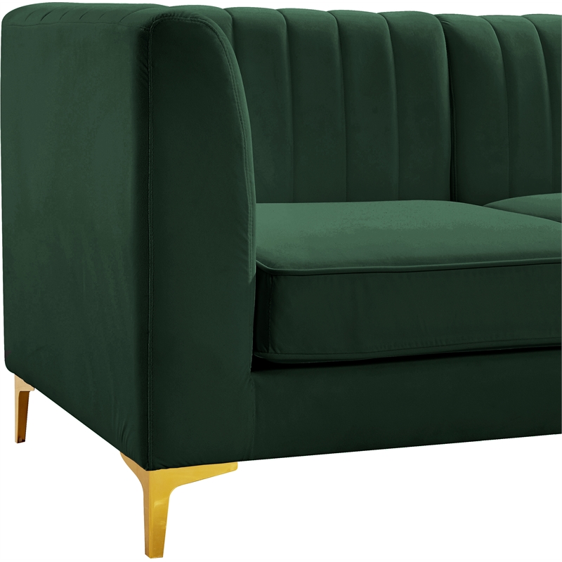 Bowery Hill Contemporary Deep Channel Tufted Soft Green Velvet Corner Chair