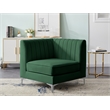 Bowery Hill Contemporary Deep Channel Tufted Soft Green Velvet Corner Chair