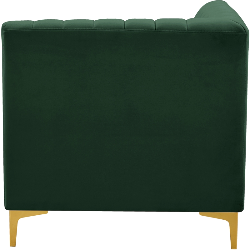 Bowery Hill Contemporary Deep Channel Tufted Soft Green Velvet Corner Chair