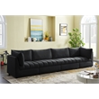 Bowery Hill Contemporary Deep Channel Tufted Soft Black Velvet Modular Sofa