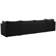 Bowery Hill Contemporary Deep Channel Tufted Soft Black Velvet Modular Sofa