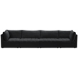Bowery Hill Contemporary Deep Channel Tufted Soft Black Velvet Modular Sofa