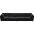 Bowery Hill Contemporary Deep Channel Tufted Soft Black Velvet Modular Sofa