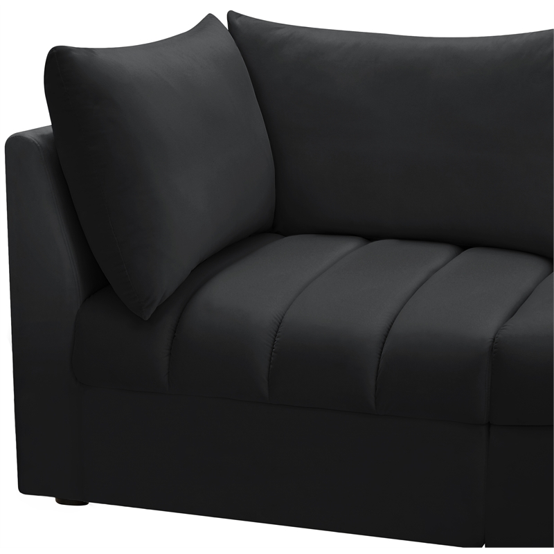 Bowery Hill Contemporary Deep Channel Tufted Soft Black Velvet Modular Sofa