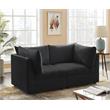 Bowery Hill Contemporary Deep Channel Tufted Soft Black Velvet Modular Sofa