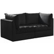 Bowery Hill Contemporary Deep Channel Tufted Soft Black Velvet Modular Sofa