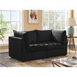 Bowery Hill Contemporary Deep Channel Tufted Soft Black Velvet Modular Sofa