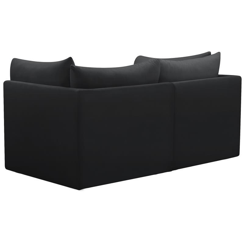 Bowery Hill Contemporary Deep Channel Tufted Soft Black Velvet Modular Sofa