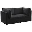 Bowery Hill Contemporary Deep Channel Tufted Soft Black Velvet Modular Sofa