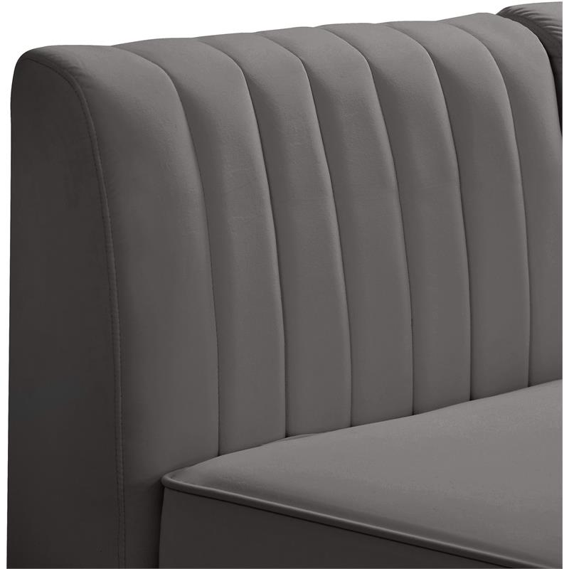 Bowery Hill Contemporary Deep Channel Tufted Soft Grey Velvet Armless Chair