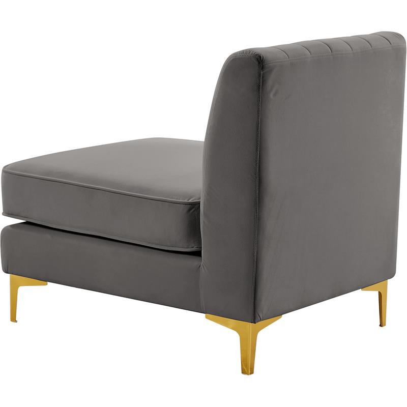 Bowery Hill Contemporary Deep Channel Tufted Soft Grey Velvet Armless Chair