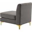 Bowery Hill Contemporary Deep Channel Tufted Soft Grey Velvet Armless Chair