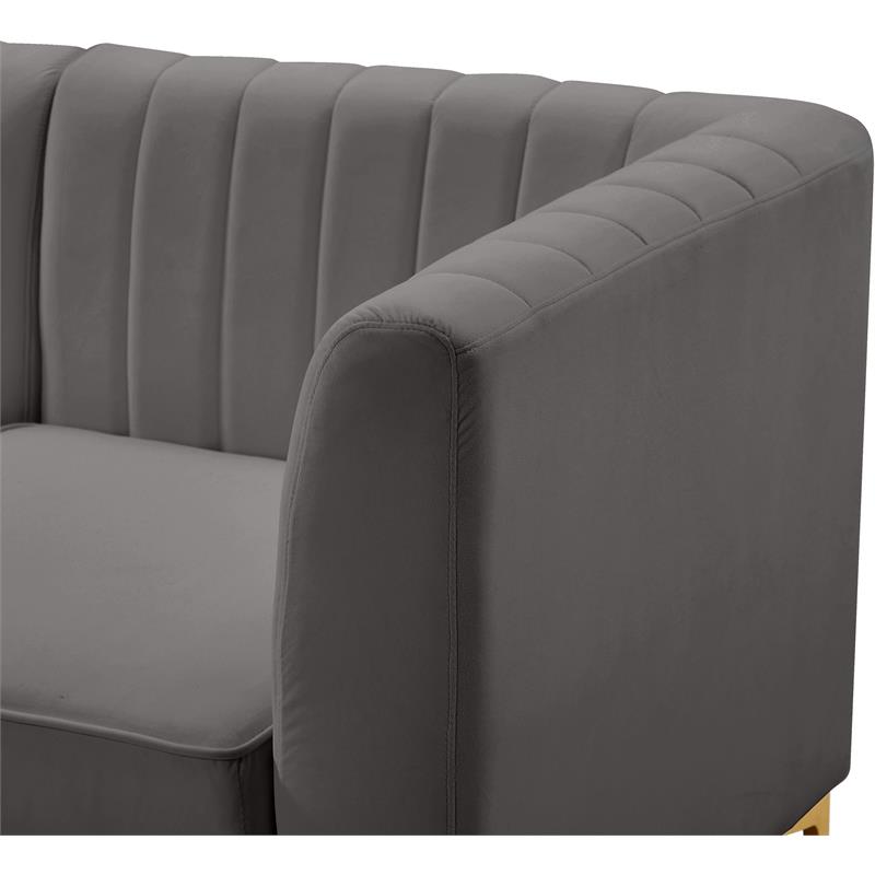 Bowery Hill Contemporary Deep Channel Tufted Soft Grey Velvet Armless Chair