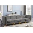 Bowery Hill Contemporary Deep Channel Tufted Soft Grey Velvet Modular Sofa