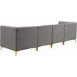 Bowery Hill Contemporary Deep Channel Tufted Soft Grey Velvet Modular Sofa