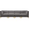 Bowery Hill Contemporary Deep Channel Tufted Soft Grey Velvet Modular Sofa