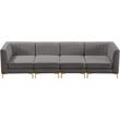 Bowery Hill Contemporary Deep Channel Tufted Soft Grey Velvet Modular Sofa