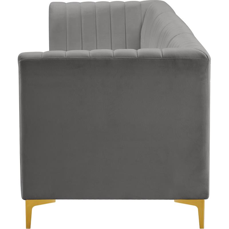 Bowery Hill Contemporary Deep Channel Tufted Soft Grey Velvet Modular Sofa