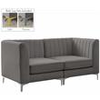 Bowery Hill Contemporary Deep Channel Tufted Soft Grey Velvet Modular Sofa