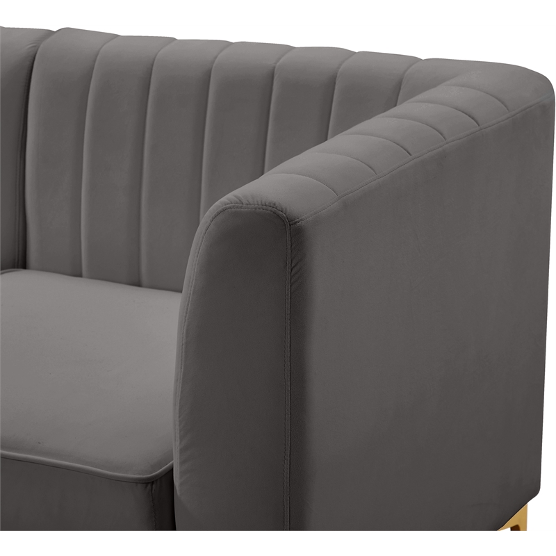 Bowery Hill Contemporary Deep Channel Tufted Soft Grey Velvet Modular Sofa