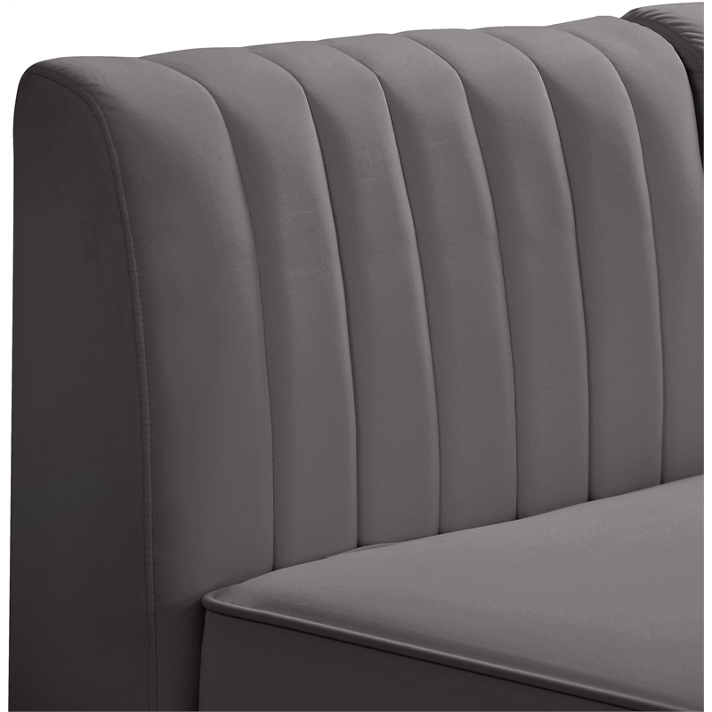 Bowery Hill Contemporary Deep Channel Tufted Soft Grey Velvet Modular Sofa