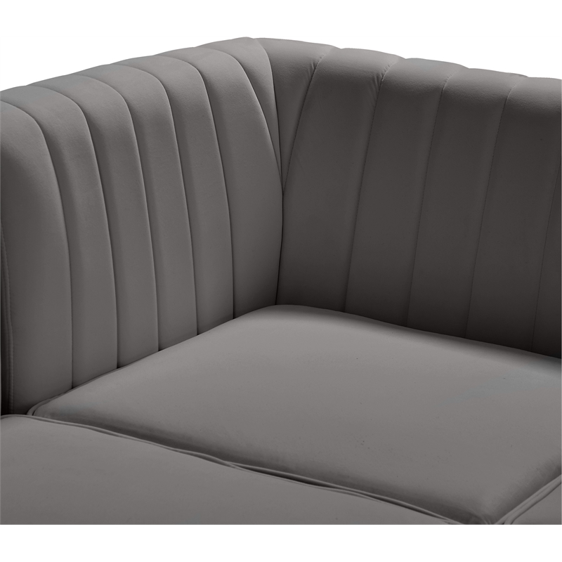 Bowery Hill Contemporary Deep Channel Tufted Soft Grey Velvet Modular Sofa