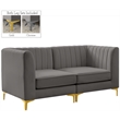 Bowery Hill Contemporary Deep Channel Tufted Soft Grey Velvet Modular Sofa
