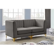 Bowery Hill Contemporary Deep Channel Tufted Soft Grey Velvet Modular Sofa