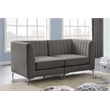 Bowery Hill Contemporary Deep Channel Tufted Soft Grey Velvet Modular Sofa
