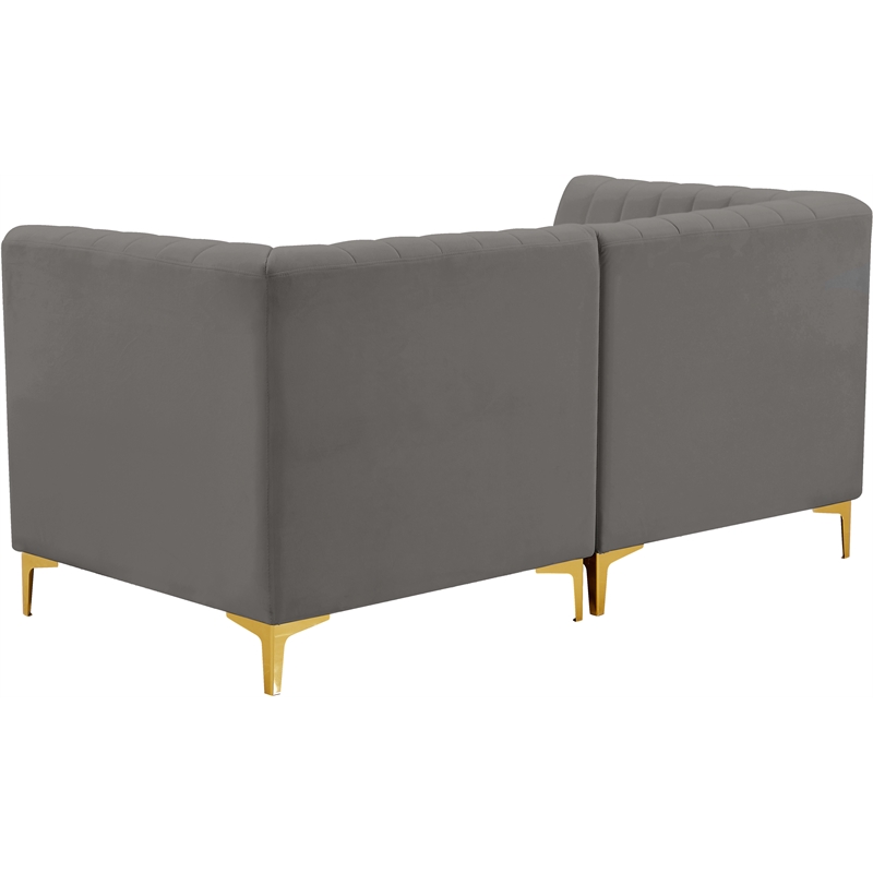 Bowery Hill Contemporary Deep Channel Tufted Soft Grey Velvet Modular Sofa