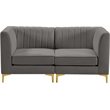 Bowery Hill Contemporary Deep Channel Tufted Soft Grey Velvet Modular Sofa