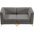 Bowery Hill Contemporary Deep Channel Tufted Soft Grey Velvet Modular Sofa