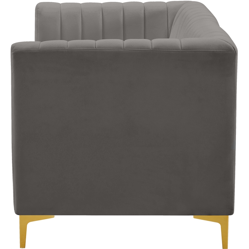 Bowery Hill Contemporary Deep Channel Tufted Soft Grey Velvet Modular Sofa