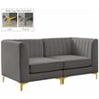 Bowery Hill Contemporary Deep Channel Tufted Soft Grey Velvet Modular Sofa